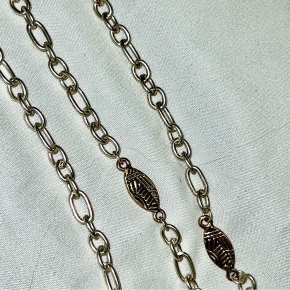 Two Tone, 3 Row Necklace from The Sak Recycled Metal 31” Long+Extender BRAND NEW - Picture 10 of 13